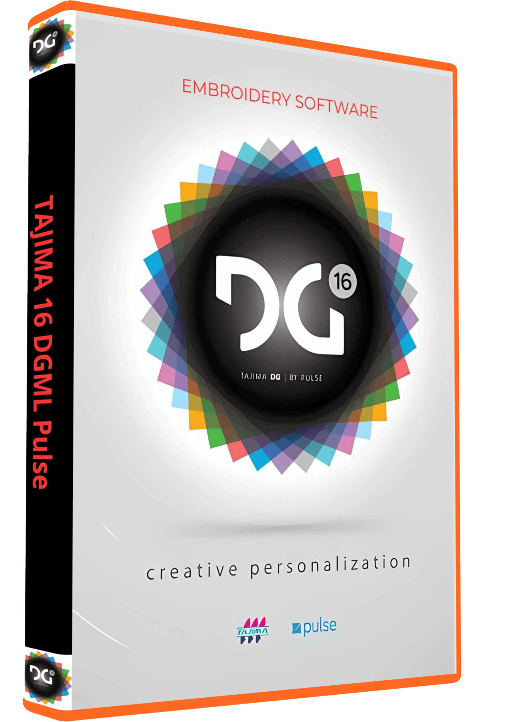 Tajima DGML Pulse 16 embroidery software box cover for digitizing and design
