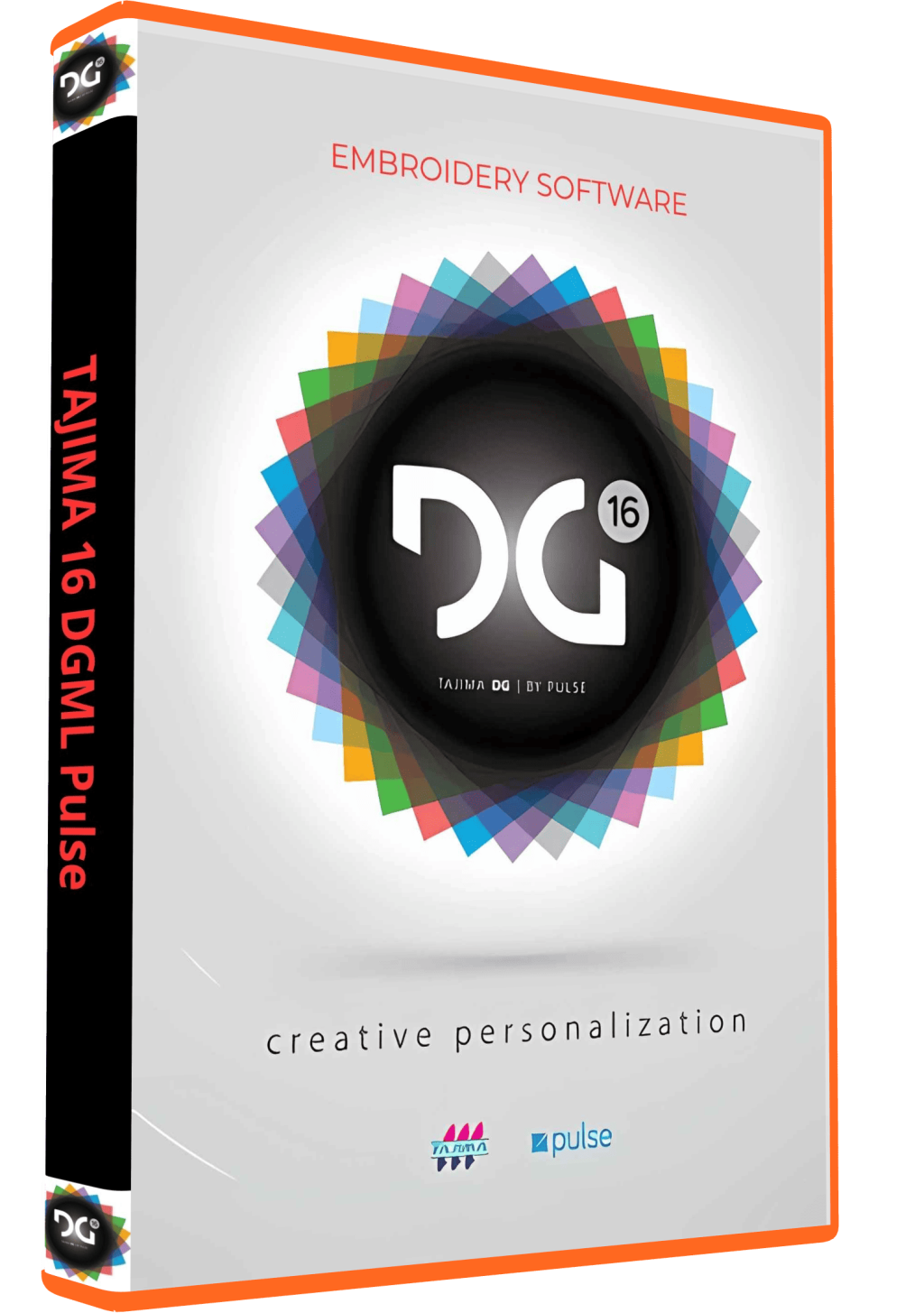 Tajima DGML Pulse 16 embroidery software box cover for digitizing and design