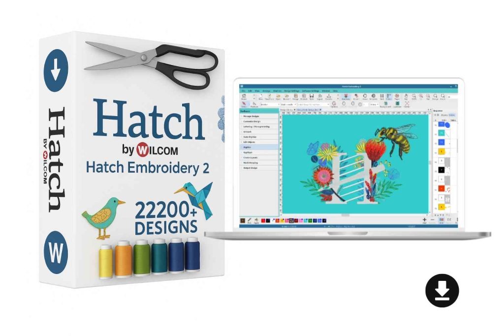Hatch 2 Embroidery Software – Full Version with Lifetime Activation and 222,000 Free Designs