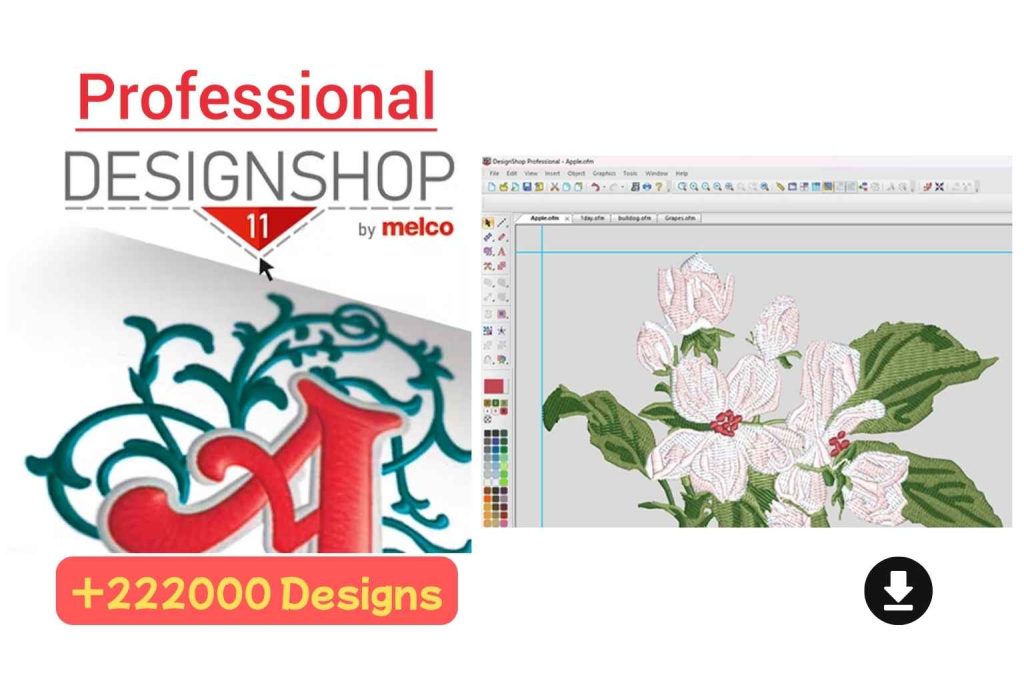 Melco DesignShop 11 Pro – Full Version Embroidery Software with 222,000 Free Designs
