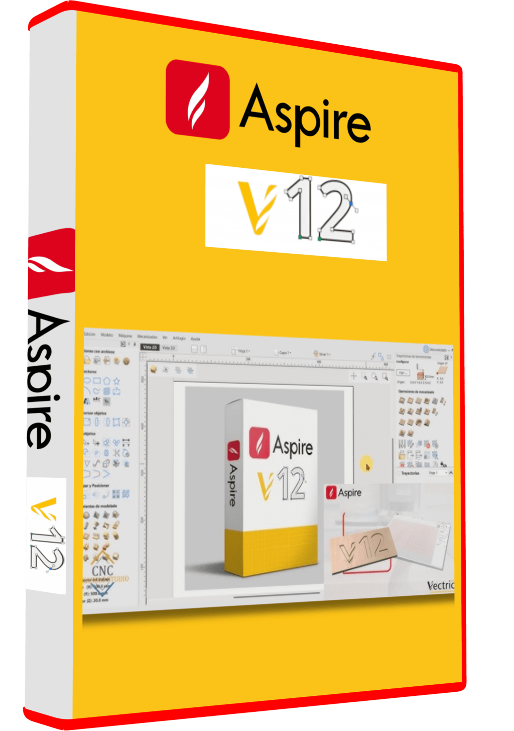 ASPIRE V12 CNC software for 3D modeling, carving, and routing projects