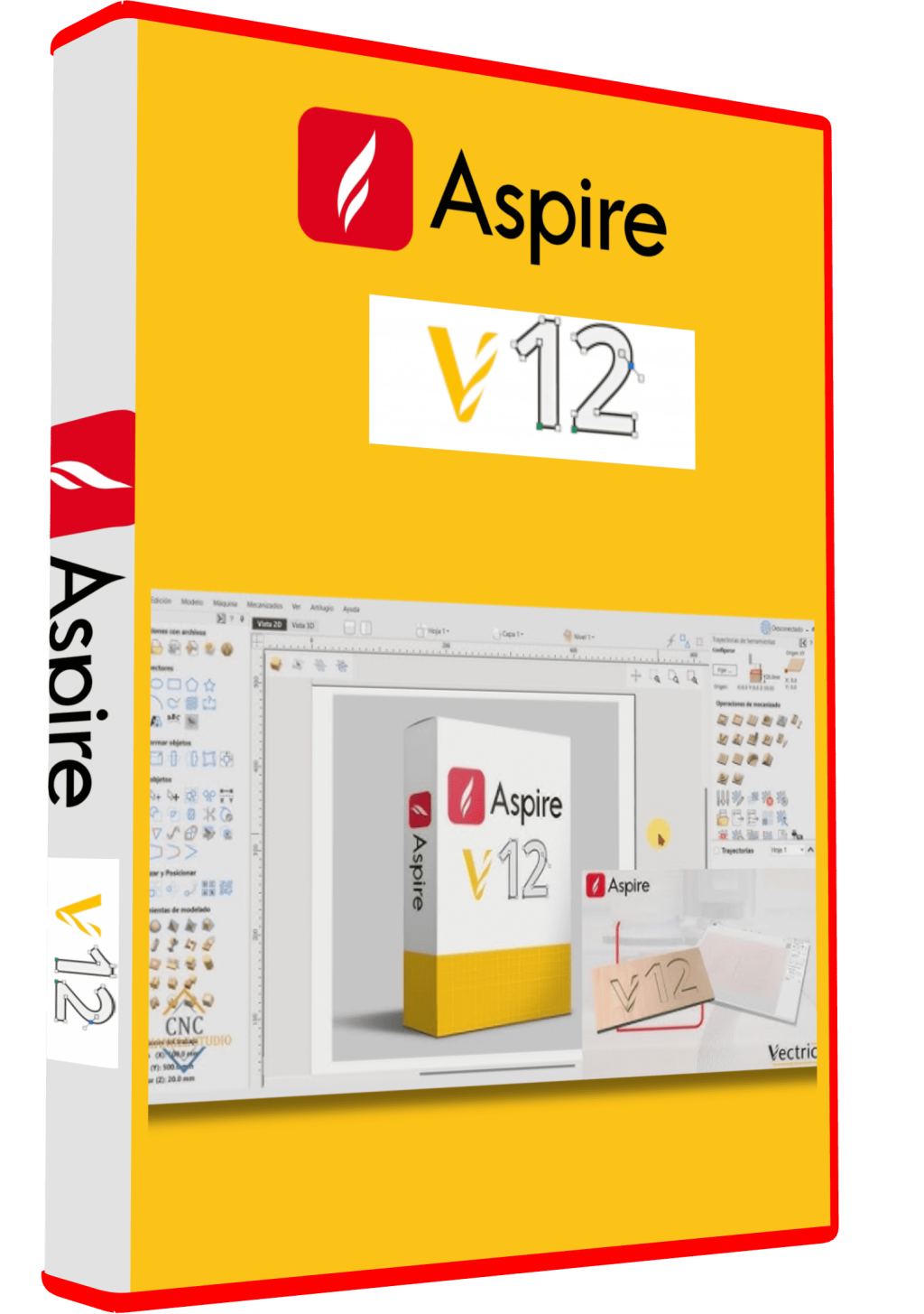 ASPIRE V12 CNC software for 3D modeling, carving, and routing projects